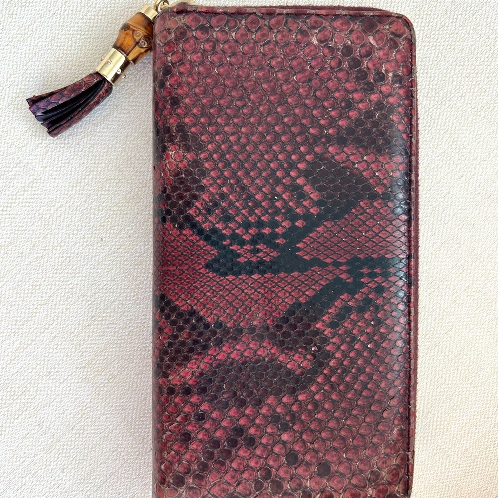 Gucci Red and Black Snakeskin Wallet